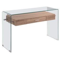 Consola vidro + madeira, 120x40 cms SD275