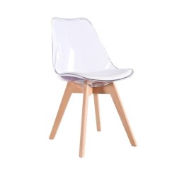 Cadeira transparente, coxim branco SD2590