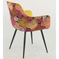 Cadeira metal, tecido veludo amarelo SD2778
